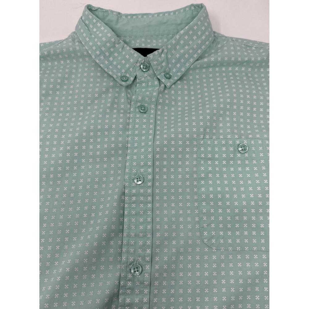 Six Lincoln New York Men's Mint Green Micro Dot Short Sleeve Button Shirt‎ 2X